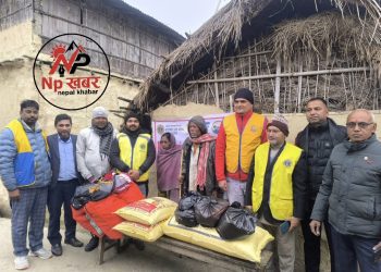 लायन्स क्लब अफ लहान सिटीद्वारा दुई पीडित परिवारलाई राहत