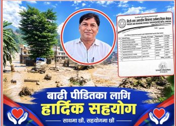 सरस्वती मोडेल स्कुलद्वारा रसुवा बाढीपीडितलाई ४१ हजार नगद सहयोग